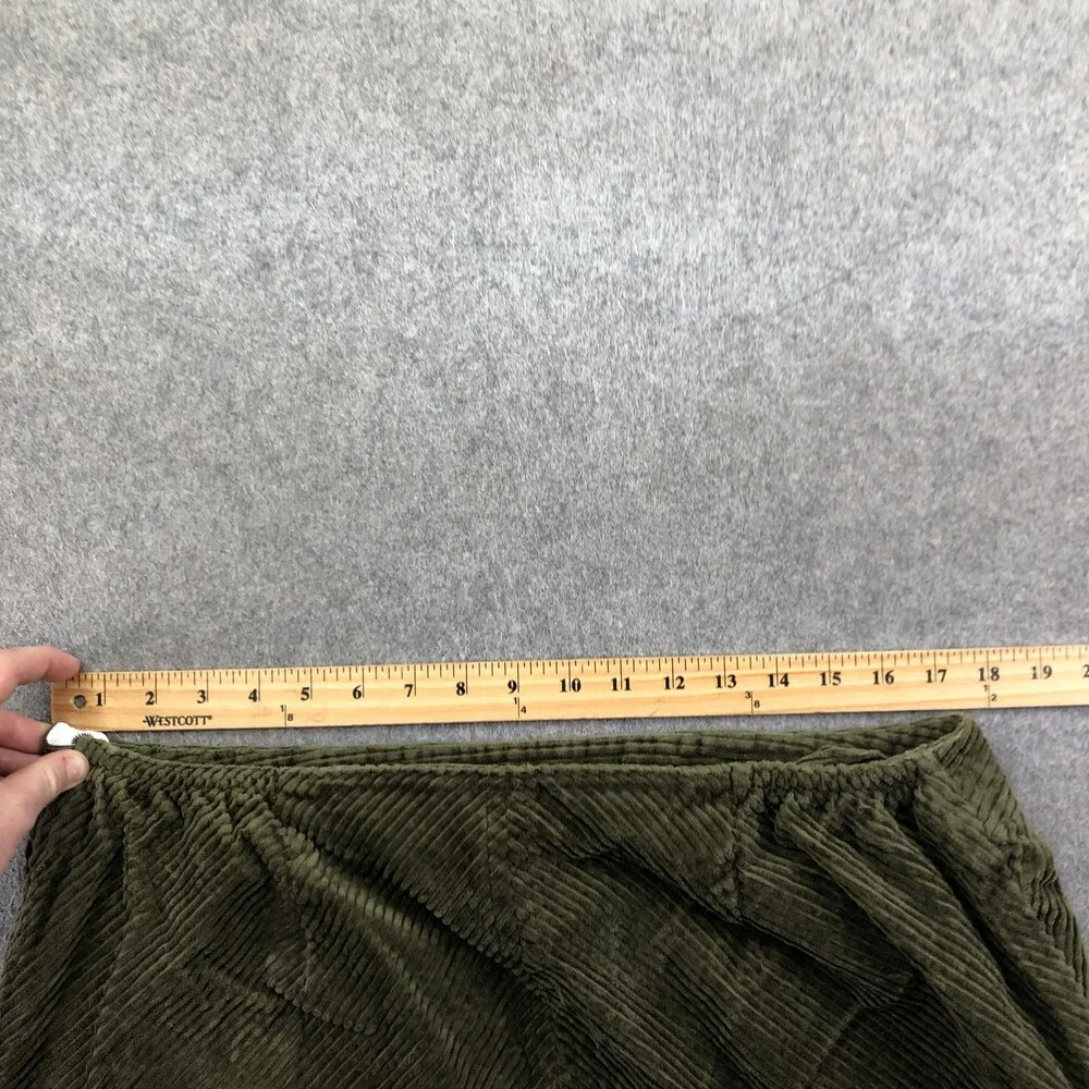 Talbots Skirt Womens 14W Green Corduroy Straight Knee Length Elastic Waist